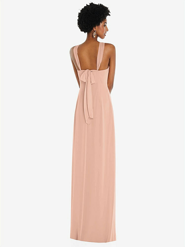 【NEW】【STYLE: 3109】ドレープ シフォン grecian 列 ガウン コンバーチブル ストラップ【COLOR: Pale Peach】【SIZE: 00-30W】