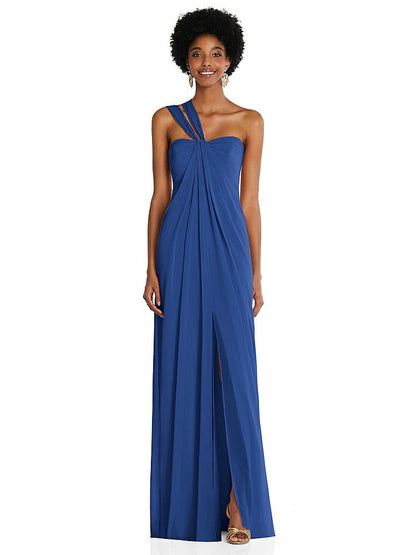 【NEW】【STYLE: 3109】ドレープ シフォン grecian 列 ガウン コンバーチブル ストラップ【COLOR: Classic Blue】【SIZE: 00-30W】