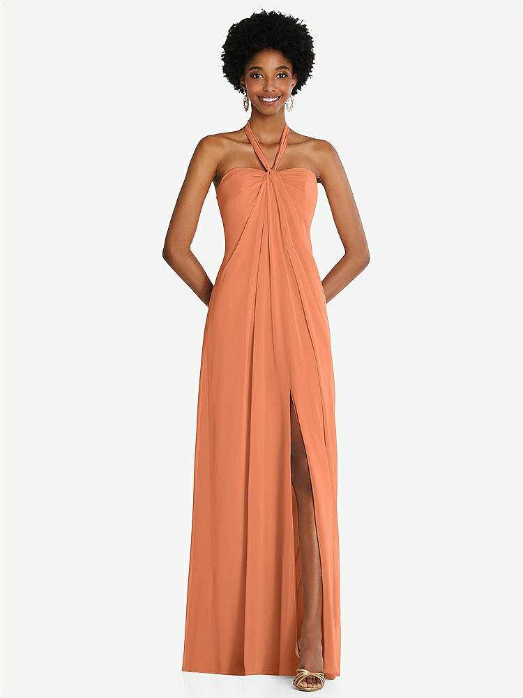 【NEW】【STYLE: 3109】ドレープ シフォン grecian 列 ガウン コンバーチブル ストラップ【COLOR: Sweet Melon】【SIZE: 00-30W】