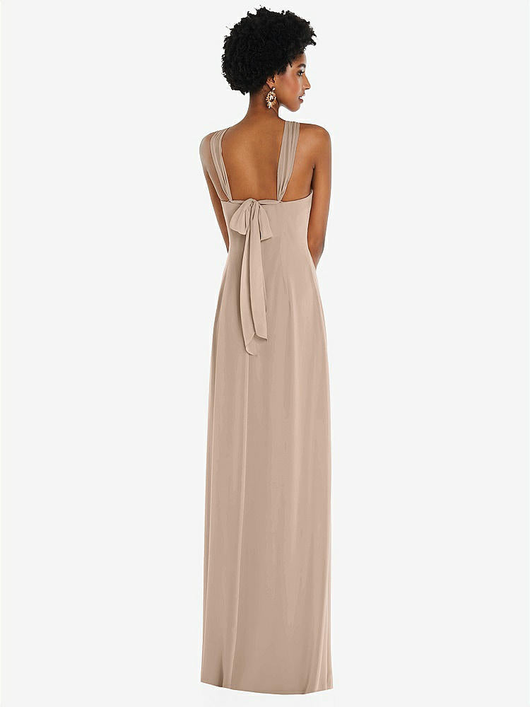 【STYLE: 3109】Draped Chiffon Grecian Column Gown with Convertible Straps【COLOR: Topaz】