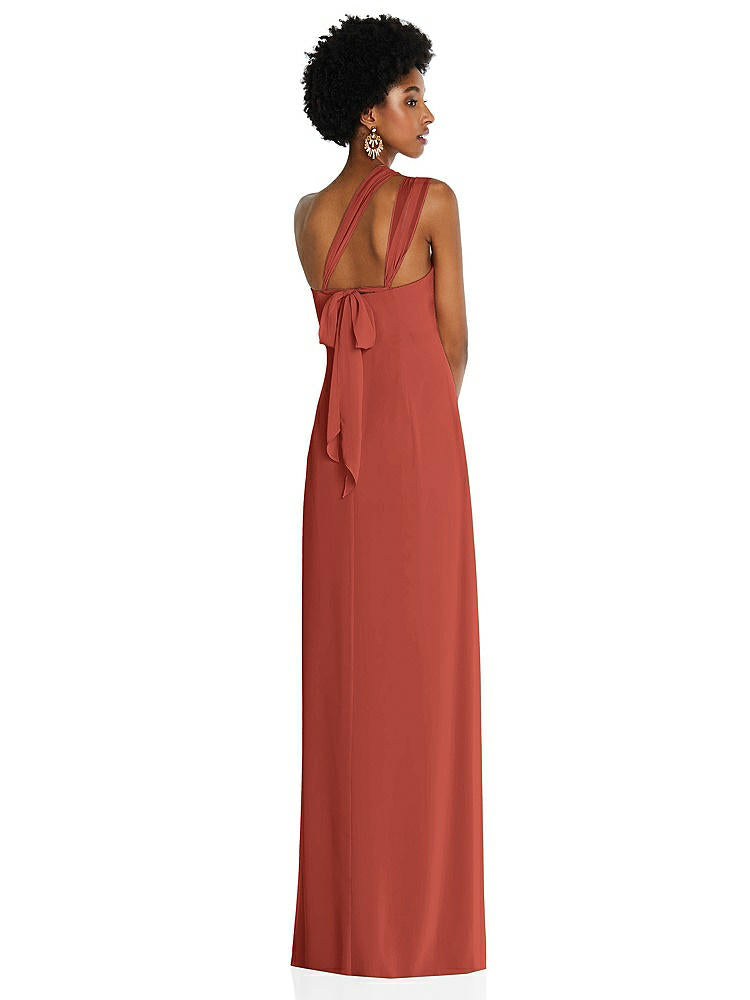 【STYLE: 3109】Draped Chiffon Grecian Column Gown with Convertible Straps【COLOR: Amber Sunset】