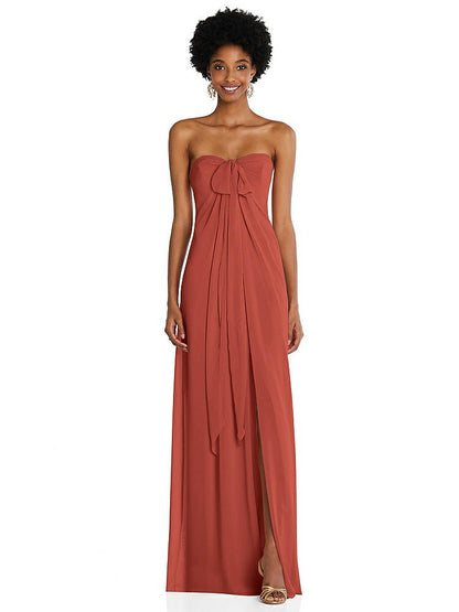 【STYLE: 3109】Draped Chiffon Grecian Column Gown with Convertible Straps【COLOR: Amber Sunset】