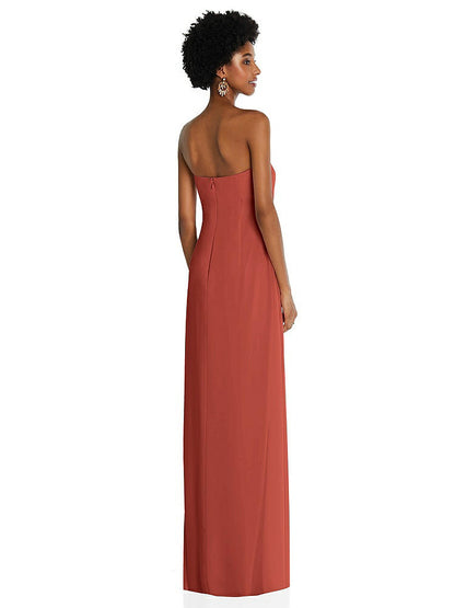 【STYLE: 3109】Draped Chiffon Grecian Column Gown with Convertible Straps【COLOR: Amber Sunset】