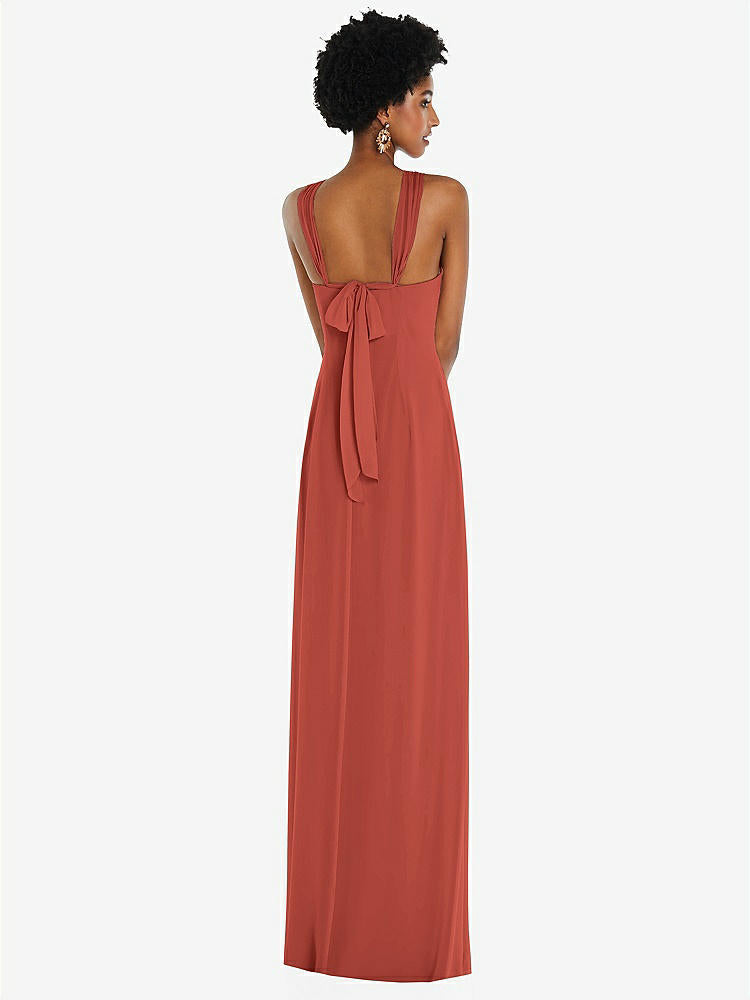 【STYLE: 3109】Draped Chiffon Grecian Column Gown with Convertible Straps【COLOR: Amber Sunset】