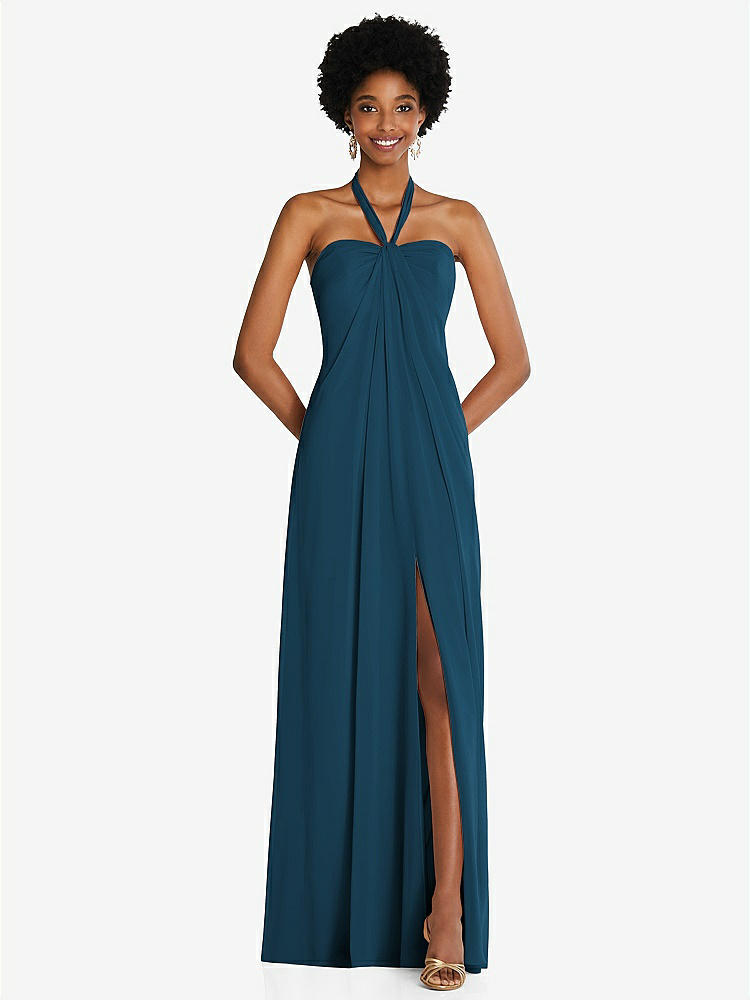 【NEW】【STYLE: 3109】ドレープ シフォン grecian 列 ガウン コンバーチブル ストラップ【COLOR: Atlantic Blue】【SIZE: 00-30W】