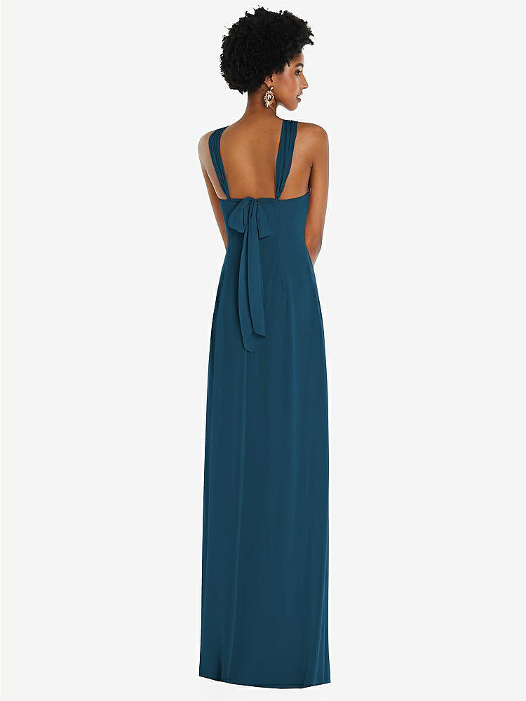 【NEW】【STYLE: 3109】ドレープ シフォン grecian 列 ガウン コンバーチブル ストラップ【COLOR: Atlantic Blue】【SIZE: 00-30W】