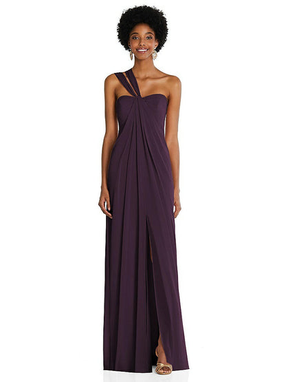 【NEW】【STYLE: 3109】ドレープ シフォン grecian 列 ガウン コンバーチブル ストラップ【COLOR: Aubergine】【SIZE: 00-30W】