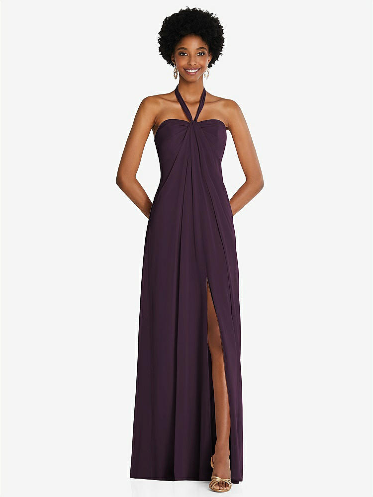 【NEW】【STYLE: 3109】ドレープ シフォン grecian 列 ガウン コンバーチブル ストラップ【COLOR: Aubergine】【SIZE: 00-30W】