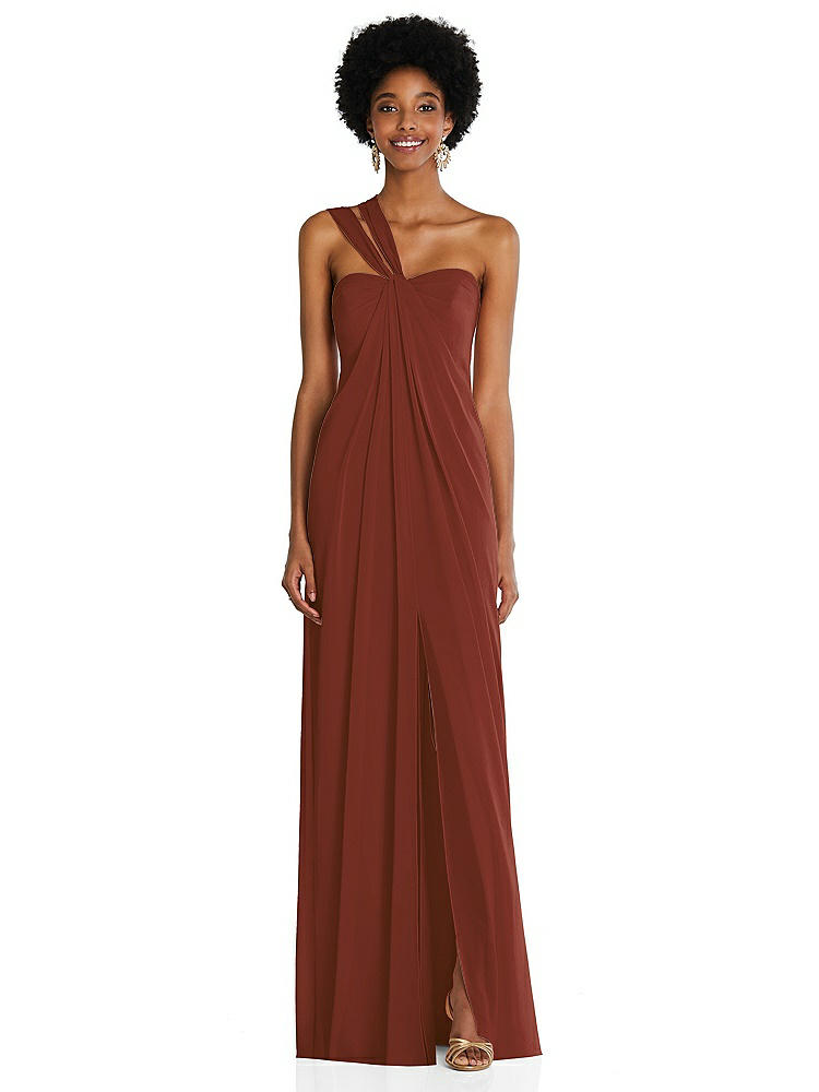 【STYLE: 3109】Draped Chiffon Grecian Column Gown with Convertible Straps【COLOR: Auburn Moon】