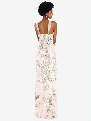 【NEW】【STYLE: 3109】ドレープ シフォン grecian 列 ガウン コンバーチブル ストラップ【COLOR: Blush Garden】【SIZE: 00-30W】