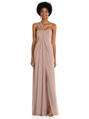 【STYLE: 3109】Draped Chiffon Grecian Column Gown with Convertible Straps【COLOR: Bliss】