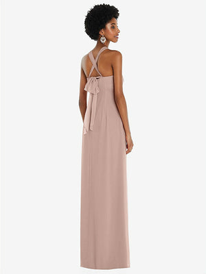 【STYLE: 3109】Draped Chiffon Grecian Column Gown with Convertible Straps【COLOR: Bliss】
