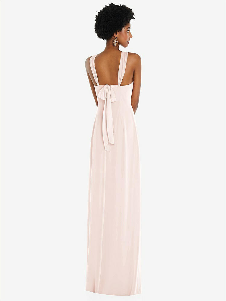 【STYLE: 3109】Draped Chiffon Grecian Column Gown with Convertible Straps【COLOR: Blush】