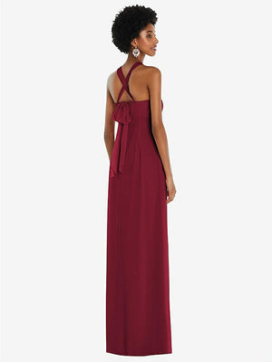 【NEW】【STYLE: 3109】ドレープ シフォン grecian 列 ガウン コンバーチブル ストラップ【COLOR: Burgundy】【SIZE: 00-30W】