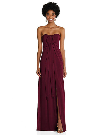 【STYLE: 3109】Draped Chiffon Grecian Column Gown with Convertible Straps【COLOR: Cabernet】