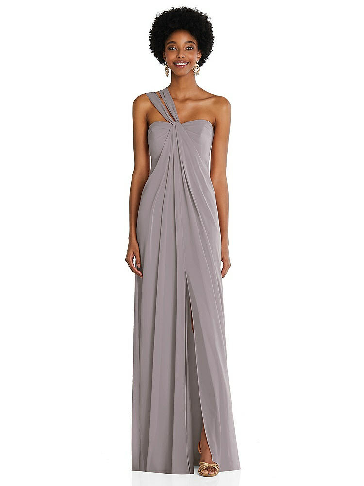 【STYLE: 3109】Draped Chiffon Grecian Column Gown with Convertible Straps【COLOR: Cashmere Gray】