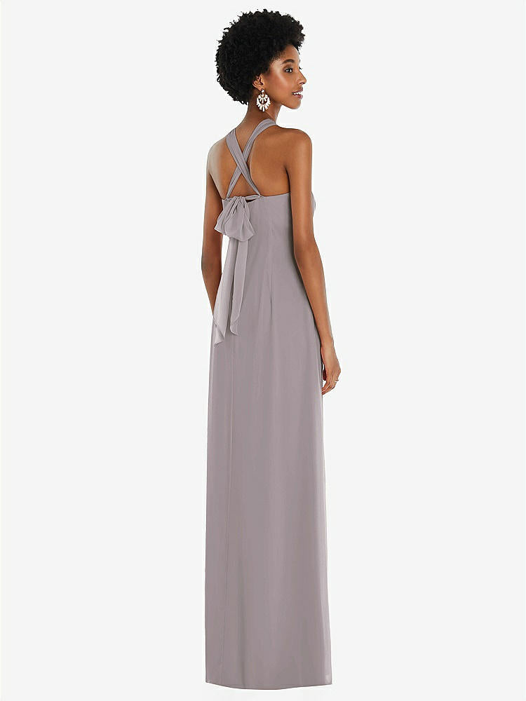 【STYLE: 3109】Draped Chiffon Grecian Column Gown with Convertible Straps【COLOR: Cashmere Gray】