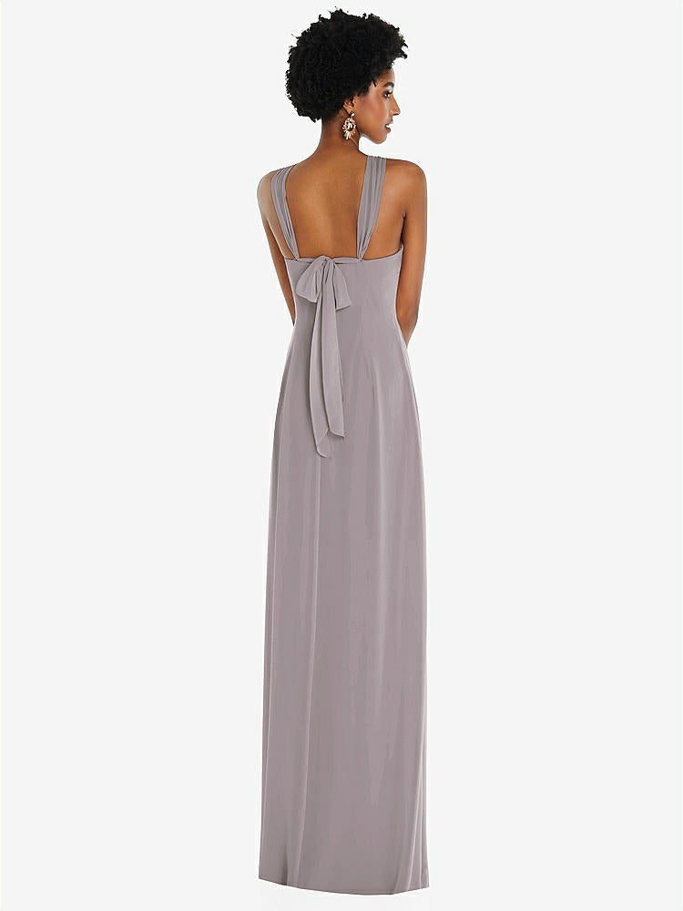 【STYLE: 3109】Draped Chiffon Grecian Column Gown with Convertible Straps【COLOR: Cashmere Gray】