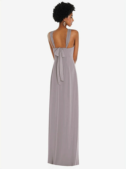 【STYLE: 3109】Draped Chiffon Grecian Column Gown with Convertible Straps【COLOR: Cashmere Gray】