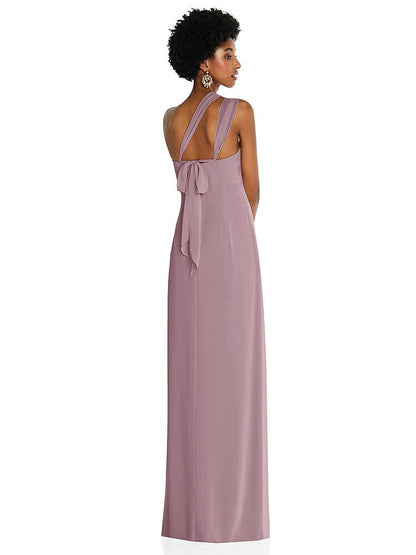 【NEW】【STYLE: 3109】ドレープ シフォン grecian 列 ガウン コンバーチブル ストラップ【COLOR: Dusty Rose】【SIZE: 00-30W】