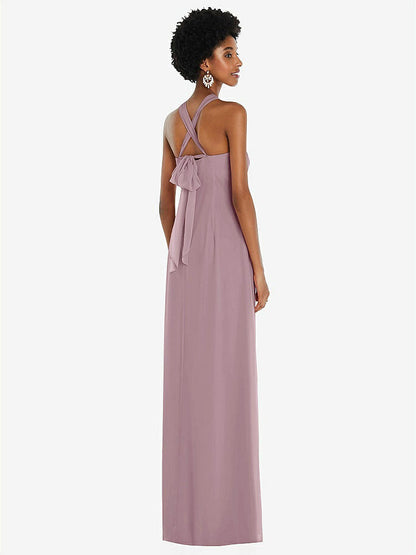 【NEW】【STYLE: 3109】ドレープ シフォン grecian 列 ガウン コンバーチブル ストラップ【COLOR: Dusty Rose】【SIZE: 00-30W】