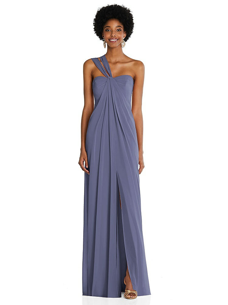 【NEW】【STYLE: 3109】ドレープ シフォン grecian 列 ガウン コンバーチブル ストラップ【COLOR: French Blue】【SIZE: 00-30W】