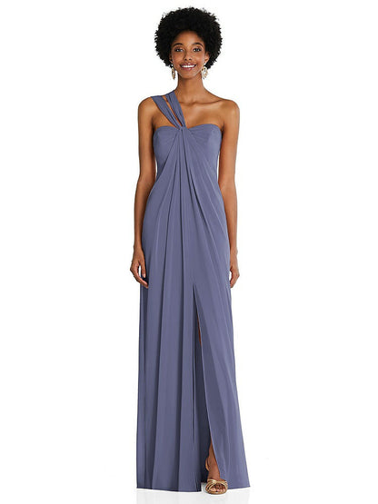 【NEW】【STYLE: 3109】ドレープ シフォン grecian 列 ガウン コンバーチブル ストラップ【COLOR: French Blue】【SIZE: 00-30W】