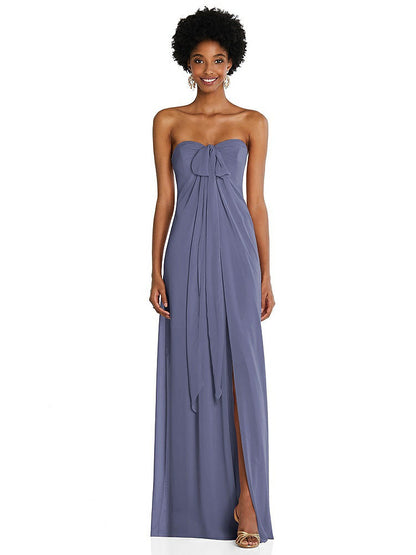 【NEW】【STYLE: 3109】ドレープ シフォン grecian 列 ガウン コンバーチブル ストラップ【COLOR: French Blue】【SIZE: 00-30W】