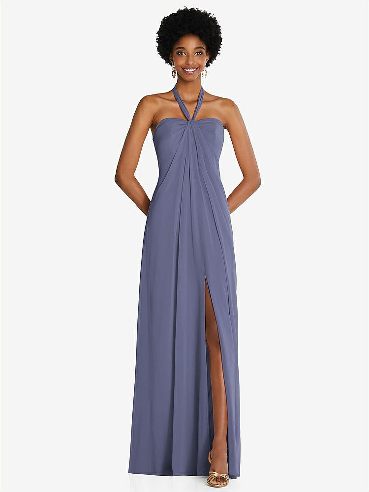 【NEW】【STYLE: 3109】ドレープ シフォン grecian 列 ガウン コンバーチブル ストラップ【COLOR: French Blue】【SIZE: 00-30W】