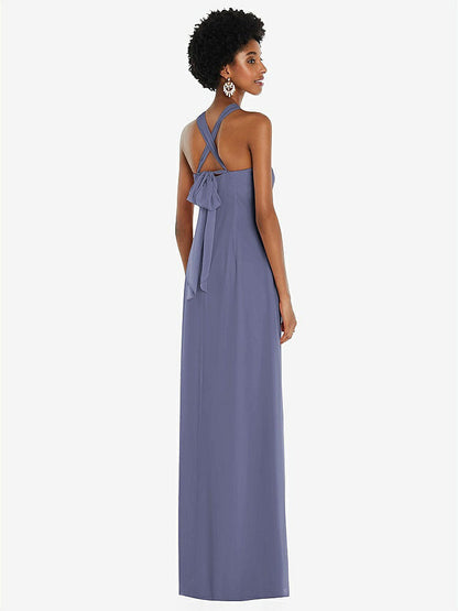【NEW】【STYLE: 3109】ドレープ シフォン grecian 列 ガウン コンバーチブル ストラップ【COLOR: French Blue】【SIZE: 00-30W】