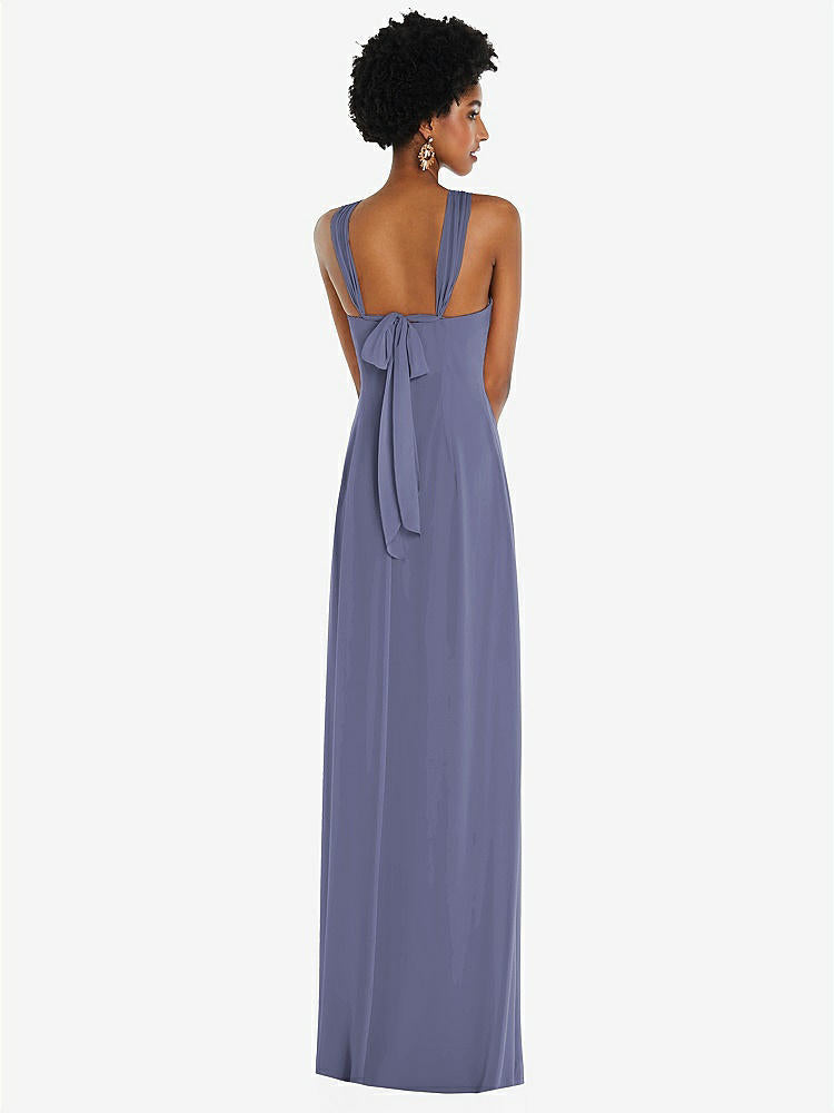 【NEW】【STYLE: 3109】ドレープ シフォン grecian 列 ガウン コンバーチブル ストラップ【COLOR: French Blue】【SIZE: 00-30W】