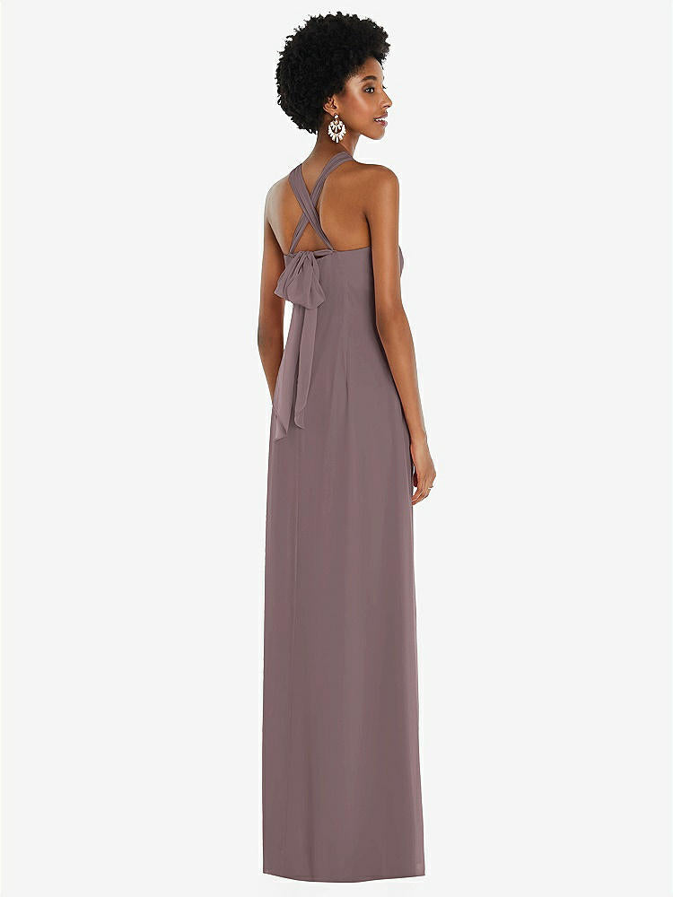 【STYLE: 3109】Draped Chiffon Grecian Column Gown with Convertible Straps【COLOR: French Truffle】