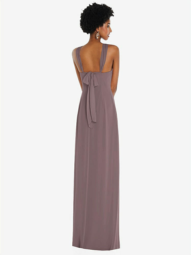 【STYLE: 3109】Draped Chiffon Grecian Column Gown with Convertible Straps【COLOR: French Truffle】
