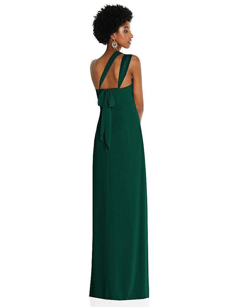 【STYLE: 3109】Draped Chiffon Grecian Column Gown with Convertible Straps【COLOR: Hunter Green】