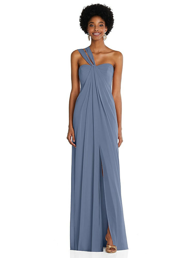 【NEW】【STYLE: 3109】ドレープ シフォン grecian 列 ガウン コンバーチブル ストラップ【COLOR: Larkspur Blue】【SIZE: 00-30W】