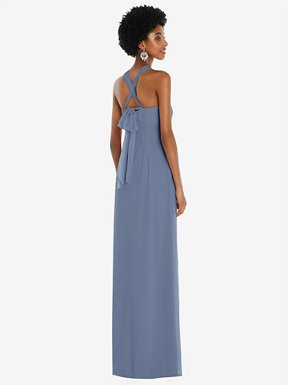 【NEW】【STYLE: 3109】ドレープ シフォン grecian 列 ガウン コンバーチブル ストラップ【COLOR: Larkspur Blue】【SIZE: 00-30W】