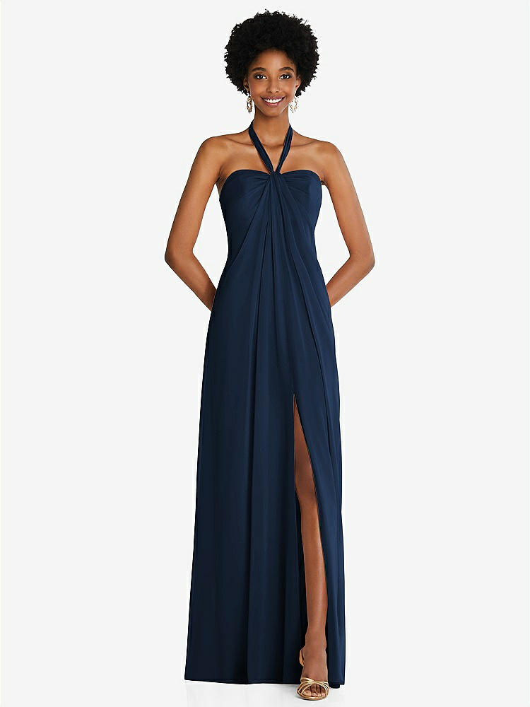 【NEW】【STYLE: 3109】ドレープ シフォン grecian 列 ガウン コンバーチブル ストラップ【COLOR: Midnight Navy】【SIZE: 00-30W】