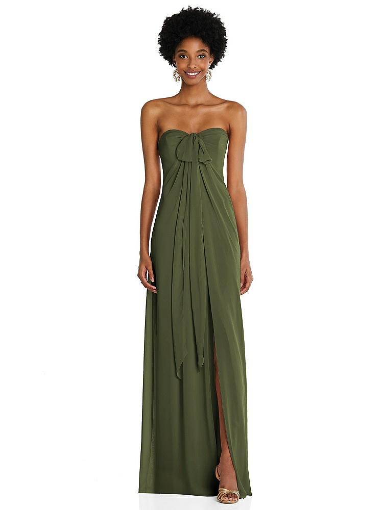 【STYLE: 3109】Draped Chiffon Grecian Column Gown with Convertible Straps【COLOR: Olive Green】