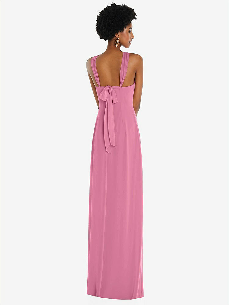 【STYLE: 3109】Draped Chiffon Grecian Column Gown with Convertible Straps【COLOR: Orchid Pink】