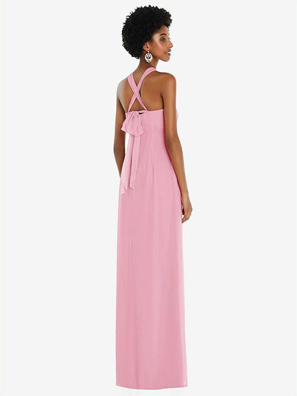 【NEW】【STYLE: 3109】ドレープ シフォン grecian 列 ガウン コンバーチブル ストラップ【COLOR: Peony Pink】【SIZE: 00-30W】