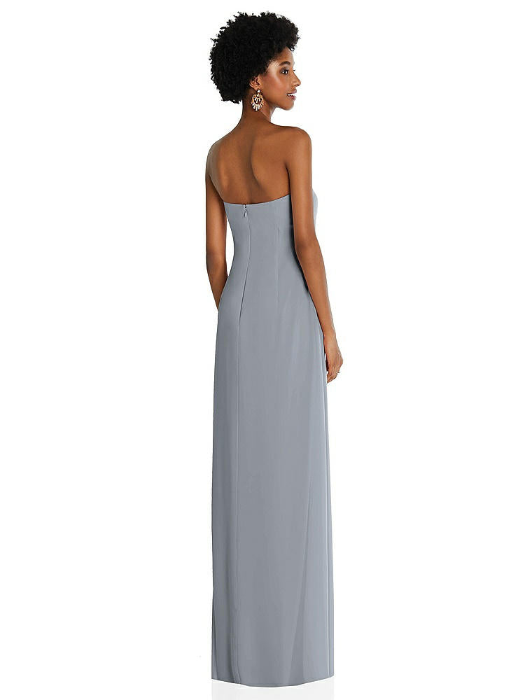 【STYLE: 3109】Draped Chiffon Grecian Column Gown with Convertible Straps【COLOR: Platinum】