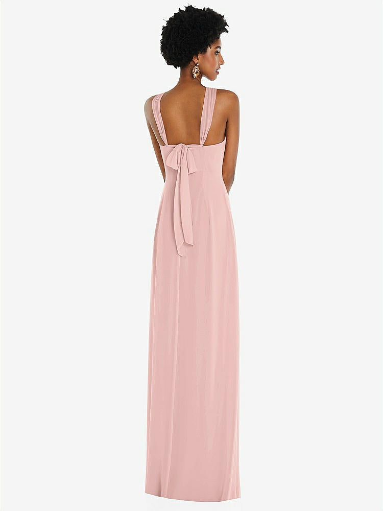 【STYLE: 3109】Draped Chiffon Grecian Column Gown with Convertible Straps【COLOR: Rose - PANTONE Rose Quartz】