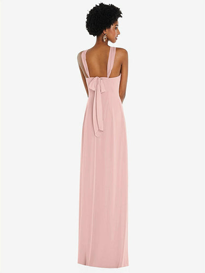 【STYLE: 3109】Draped Chiffon Grecian Column Gown with Convertible Straps【COLOR: Rose - PANTONE Rose Quartz】