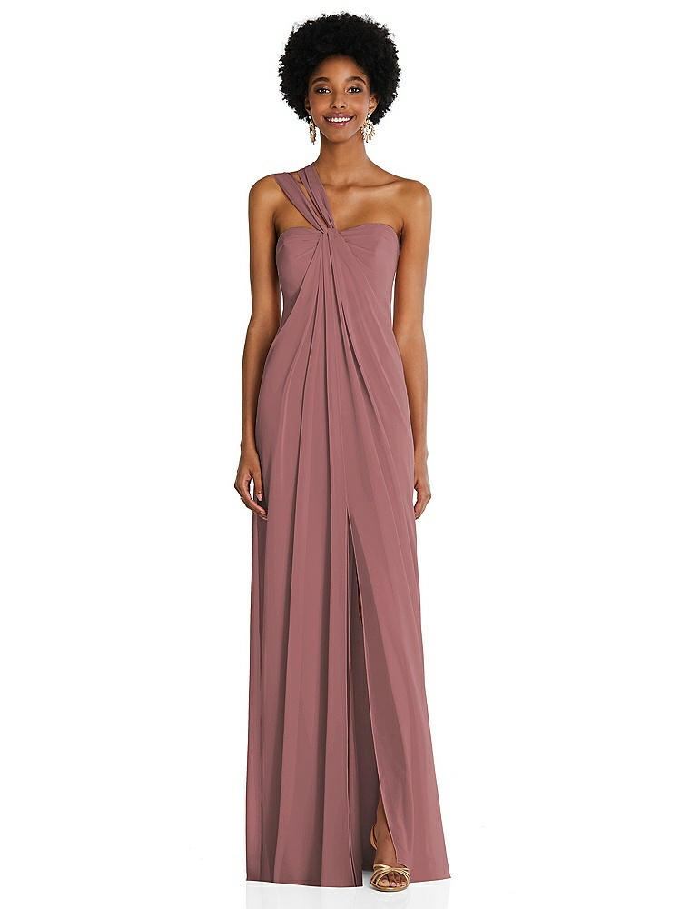 【STYLE: 3109】Draped Chiffon Grecian Column Gown with Convertible Straps【COLOR: Rosewood】