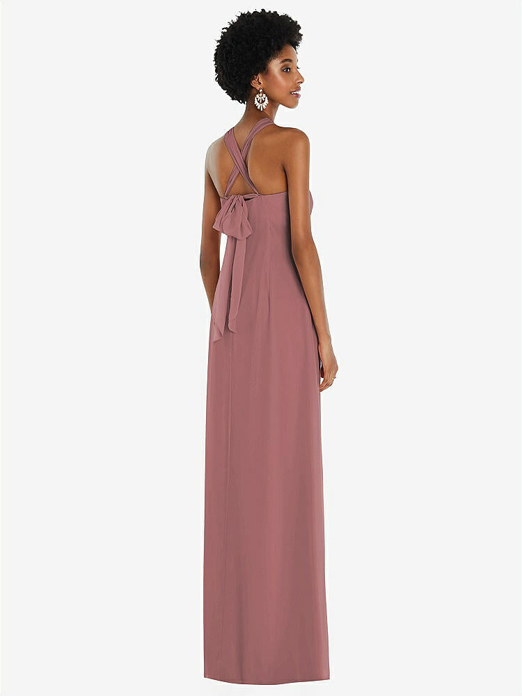 【STYLE: 3109】Draped Chiffon Grecian Column Gown with Convertible Straps【COLOR: Rosewood】