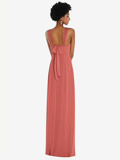 【NEW】【STYLE: 3109】ドレープ シフォン grecian 列 ガウン コンバーチブル ストラップ【COLOR: Coral Pink】【SIZE: 00-30W】