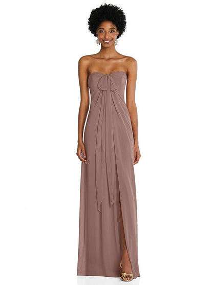 【STYLE: 3109】Draped Chiffon Grecian Column Gown with Convertible Straps【COLOR: Sienna】