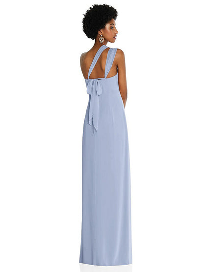 【NEW】【STYLE: 3109】ドレープ シフォン grecian 列 ガウン コンバーチブル ストラップ【COLOR: Sky Blue】【SIZE: 00-30W】
