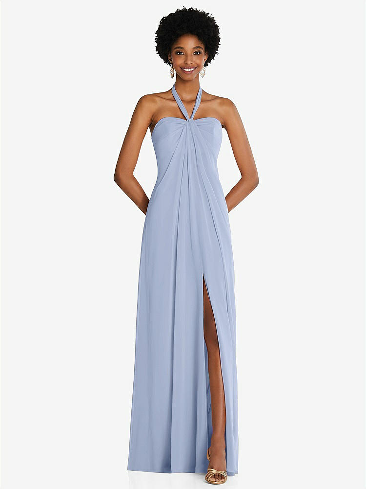【NEW】【STYLE: 3109】ドレープ シフォン grecian 列 ガウン コンバーチブル ストラップ【COLOR: Sky Blue】【SIZE: 00-30W】