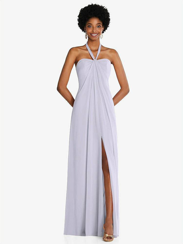 【STYLE: 3109】Draped Chiffon Grecian Column Gown with Convertible Straps【COLOR: Silver Dove】